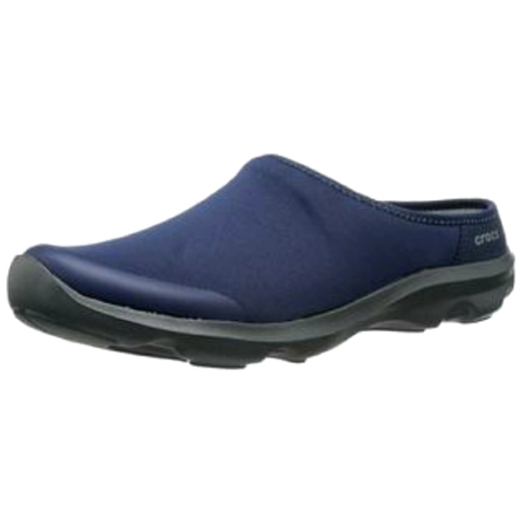 Crocs Womens Slip On Mules Cloth Backless Blue Clogs Fabric Duet Busy Day sz 6🌴 - Picture 1 of 6